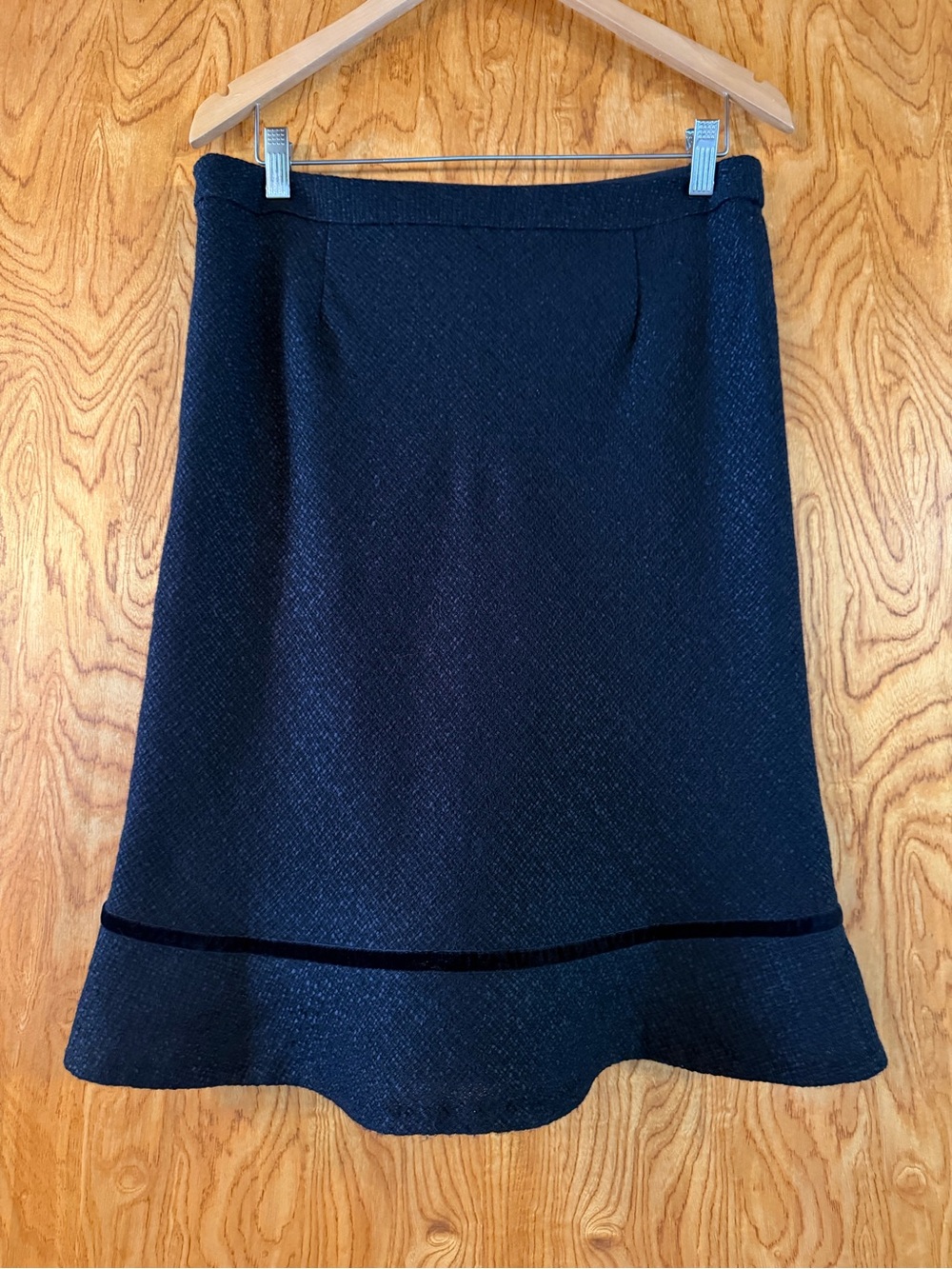 GAP Tweed Textured A-Line Skirt with Velvet Hem Trim